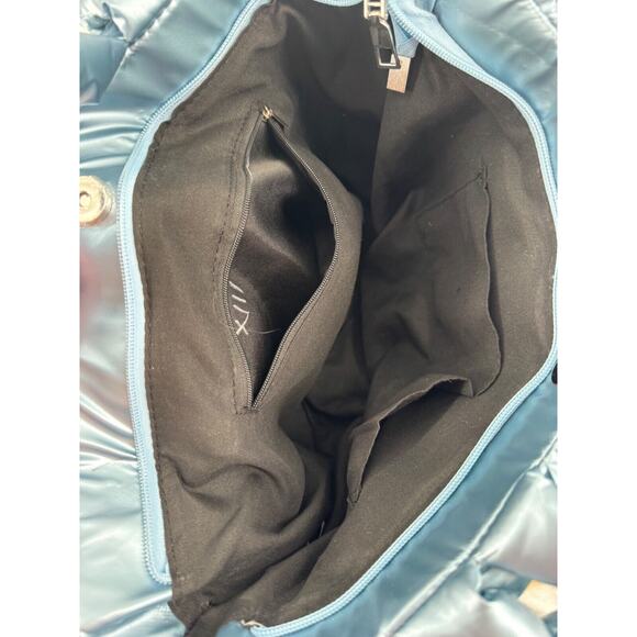 Unbranded Women's Blue Shiny Hobo Puffer Tote Shoulder Bag 10in X 14in - Picture 7 of 7